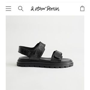 & Other Stories Croc Embossed Leather Sandals